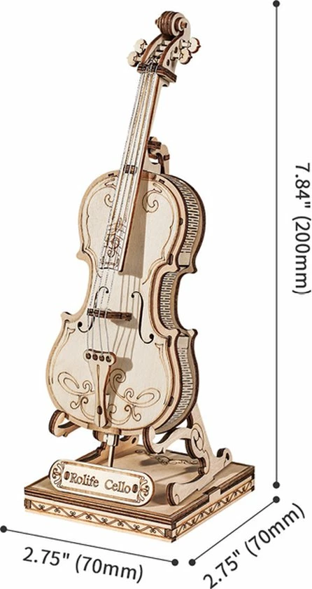 Robotime DIY 3D Houtenpuzzel Muziekinstrument Cello, TG411, 7x7x20cm - 6946785116809 8 Robotime DIY 3D Houtenpuzzel Muziekinstrument Cello, TG411, 7x7x20cm - 6946785116809 - Afbeelding 6