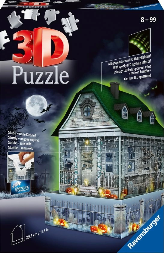 Ravensburger Spookhuis Night Edition - 3D Puzzel - 216 Stukjes 6 Ravensburger Spookhuis Night Edition - 3D Puzzel - 216 Stukjes - Afbeelding 4