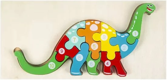 Merkloos Kinderpuzzel - Hout - 10 Stukjes - Dinosaurus - Schoencadeautje Sinterklaas 13 Merkloos Kinderpuzzel - Hout - 10 Stukjes - Dinosaurus - Schoencadeautje Sinterklaas - Afbeelding 11