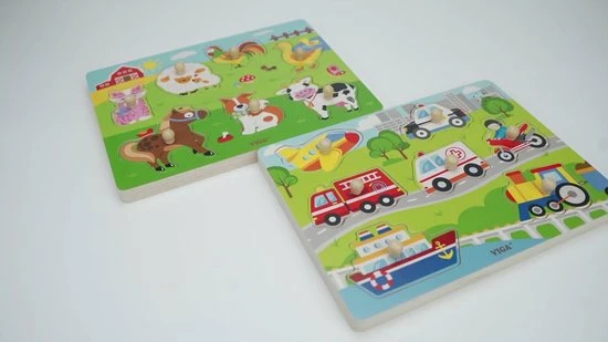 Vigatoys Viga Toys Houten Geluidspuzzel - Boerderijdieren 4 Vigatoys Viga Toys Houten Geluidspuzzel - Boerderijdieren - Afbeelding 2