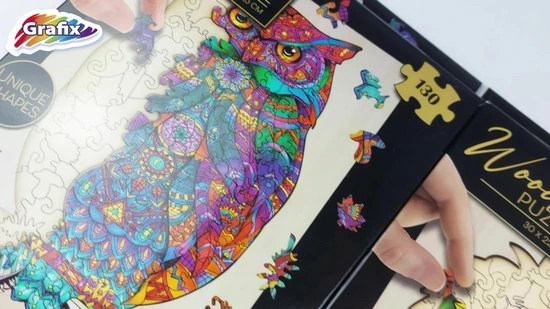 Grafix Houten Puzzel Uil | Unieke Puzzelstukjes In Vorm Van Dieren | 130 Puzzelstukjes | Puzzel Voor Kinderen En Volwassenen | Formaat 30 X 22.5 CM | Cadeau Voor Jong En Oud 4 Grafix Houten Puzzel Uil | Unieke Puzzelstukjes In Vorm Van Dieren | 130 Puzzelstukjes | Puzzel Voor Kinderen En Volwassenen | Formaat 30 X 22.5 CM | Cadeau Voor Jong En Oud - Afbeelding 2