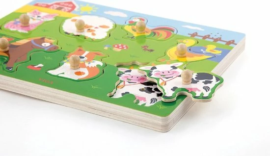 Vigatoys Viga Toys Houten Geluidspuzzel - Boerderijdieren 5 Vigatoys Viga Toys Houten Geluidspuzzel - Boerderijdieren - Afbeelding 3