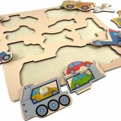 Pucts Houten Kinderpuzzel Voertuigen - Auto - Motor - Vliegtuig - Vrachtwagen -Exporteren puzzels winkel 550x344 2