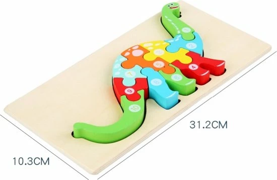 Merkloos Kinderpuzzel - Hout - 10 Stukjes - Dinosaurus - Schoencadeautje Sinterklaas 9 Merkloos Kinderpuzzel - Hout - 10 Stukjes - Dinosaurus - Schoencadeautje Sinterklaas - Afbeelding 7