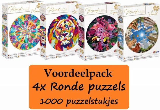 Grafix Voordeelpack 4x Puzzel 1000 Stukjes Volwassenen | Verschillende Ronde Puzzels | Diameter 68 CM | Legpuzzel 3 Grafix Voordeelpack 4x Puzzel 1000 Stukjes Volwassenen | Verschillende Ronde Puzzels | Diameter 68 CM | Legpuzzel