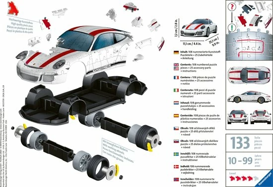 Ravensburger Porsche 911R - 3D Puzzel - 108 Stukjes 9 Ravensburger Porsche 911R - 3D Puzzel - 108 Stukjes - Afbeelding 7