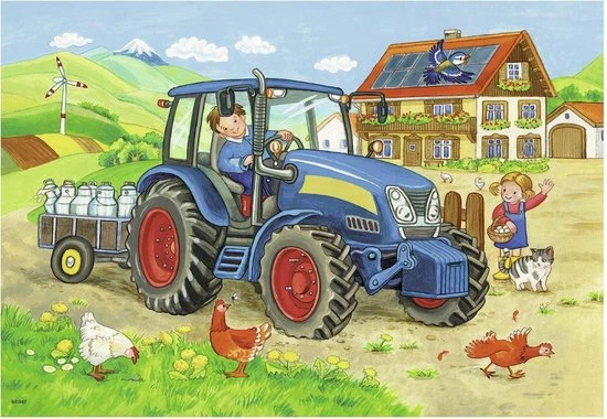 Ravensburger Puzzel Op De Bouwplaats En Boerderij - 2x12 Stukjes - Kinderpuzzel 9 Ravensburger Puzzel Op De Bouwplaats En Boerderij - 2x12 Stukjes - Kinderpuzzel - Afbeelding 7