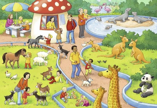 Ravensburger Puzzel Een Dag In De Dierentuin - 2x24 Stukjes - Kinderpuzzel 5 Ravensburger Puzzel Een Dag In De Dierentuin - 2x24 Stukjes - Kinderpuzzel - Afbeelding 3