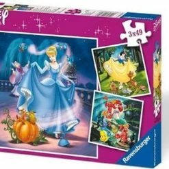 Ravensburger Puzzel Disney Princess - Sneeuwwitje, Assepoester & Ariel - 3x49 Stukjes - Kinderpuzzel -Exporteren puzzels winkel 550x383 2
