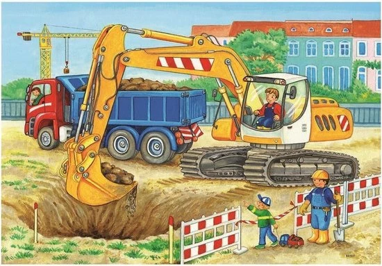 Ravensburger Puzzel Op De Bouwplaats En Boerderij - 2x12 Stukjes - Kinderpuzzel 5 Ravensburger Puzzel Op De Bouwplaats En Boerderij - 2x12 Stukjes - Kinderpuzzel - Afbeelding 3