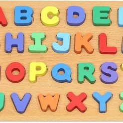 Iso Trade Alfabet Puzzel Voor Kinderen - Hout - 30x20CM - Houten Alfabet Puzzle - Klassiek Speelgoed Cadeautip