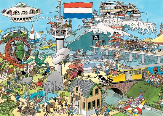 Jan Van Haasteren Verkeerschaos & Ter Land Ter Zee En In De Lucht - Legpuzzel 2x1000 Stukjes 6 Jan Van Haasteren Verkeerschaos & Ter Land Ter Zee En In De Lucht - Legpuzzel 2x1000 Stukjes - Afbeelding 4