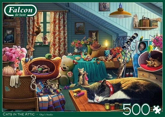 Falcon Puzzel Cats In The Attic - Legpuzzel - 500 Stukjes 8 Falcon Puzzel Cats In The Attic - Legpuzzel - 500 Stukjes - Afbeelding 6