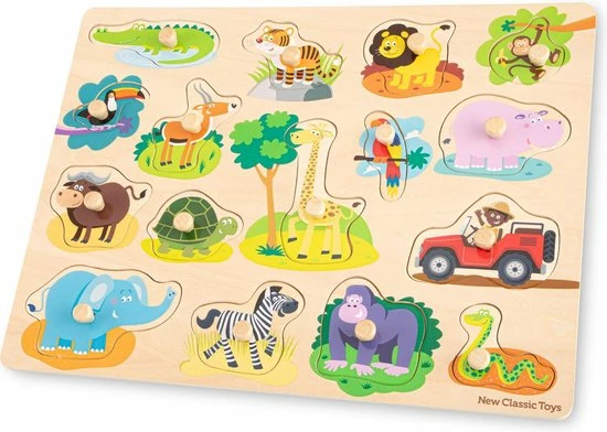 New Classic Toys Houten Legpuzzel Safari Dieren - 16 Puzzelstukjes - FSC 100%-gecertificeerd Hout 5 New Classic Toys Houten Legpuzzel Safari Dieren - 16 Puzzelstukjes - FSC 100%-gecertificeerd Hout - Afbeelding 3