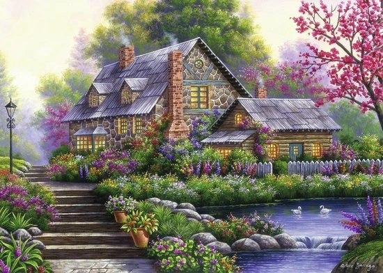 Ravensburger Puzzel Romantische Cottage - Legpuzzel - 1000 Stukjes 5 Ravensburger Puzzel Romantische Cottage - Legpuzzel - 1000 Stukjes - Afbeelding 3