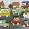 Mint And Milo Houten Voertuigen Puzzel - HOUTEN VOERTUIGEN PUZZEL MET DIEREN - HOUTEN VORMENPUZZEL MET AUTO'S - Houten Auto Puzzel - Houten Puzzel Vanaf 2 Jaar - Educatief Speelgoed - MET EEN GRATIS ABC POSTER KAART ERBIJ
