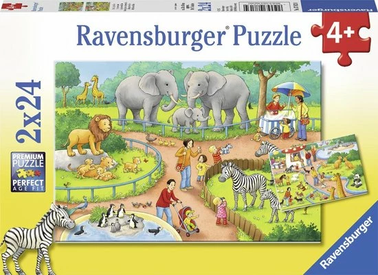 Ravensburger Puzzel Een Dag In De Dierentuin - 2x24 Stukjes - Kinderpuzzel 3 Ravensburger Puzzel Een Dag In De Dierentuin - 2x24 Stukjes - Kinderpuzzel