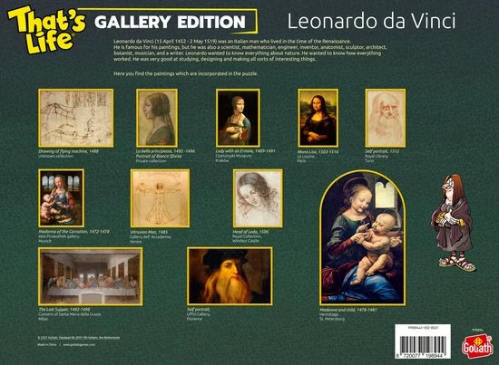 Goliath That's Life Gallery Edition: Leonardo Da Vinci - 1000 Puzzelstukjes - Legpuzzel (68x48cm) 7 Goliath That's Life Gallery Edition: Leonardo Da Vinci - 1000 Puzzelstukjes - Legpuzzel (68x48cm) - Afbeelding 5