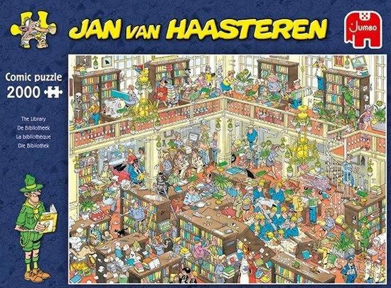Jan Van Haasteren De Bibliotheek Puzzel - 2000 Stukjes 6 Jan Van Haasteren De Bibliotheek Puzzel - 2000 Stukjes - Afbeelding 4