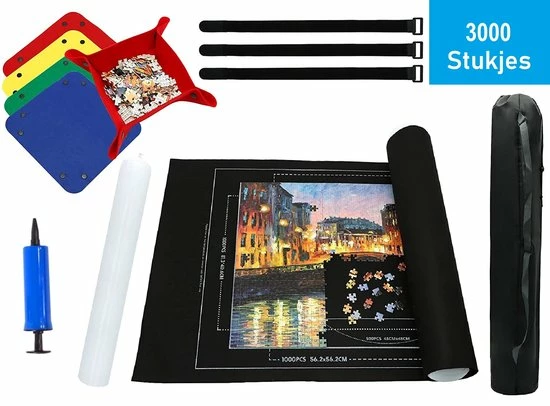 PLAY-IT PLAY IT Puzzelmat XXL 3000 Stuks Oprolbaar - Inclusief Opbergtas, Pomp & Puzzel Bakjes 3 PLAY-IT PLAY IT Puzzelmat XXL 3000 Stuks Oprolbaar - Inclusief Opbergtas, Pomp & Puzzel Bakjes