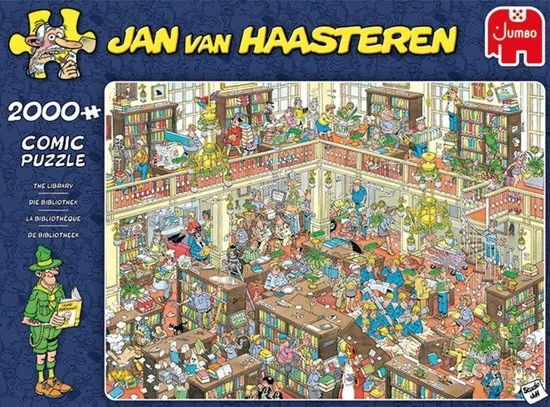 Jan Van Haasteren De Bibliotheek Puzzel - 2000 Stukjes 14 Jan Van Haasteren De Bibliotheek Puzzel - 2000 Stukjes - Afbeelding 12