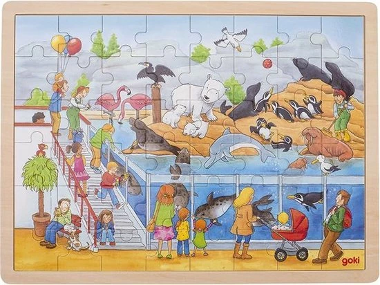 Goki Houten Legpuzzel Dierentuin - 48 Stukjes 4 Goki Houten Legpuzzel Dierentuin - 48 Stukjes - Afbeelding 2