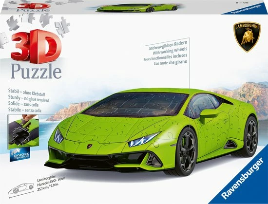 Ravensburger Lamborghini Hurac N EVO Groen - 3D Puzzel - 108 Stukjes 3 Ravensburger Lamborghini Hurac N EVO Groen - 3D Puzzel - 108 Stukjes