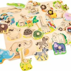 New Classic Toys Houten Legpuzzel Safari Dieren - 16 Puzzelstukjes - FSC 100%-gecertificeerd Hout