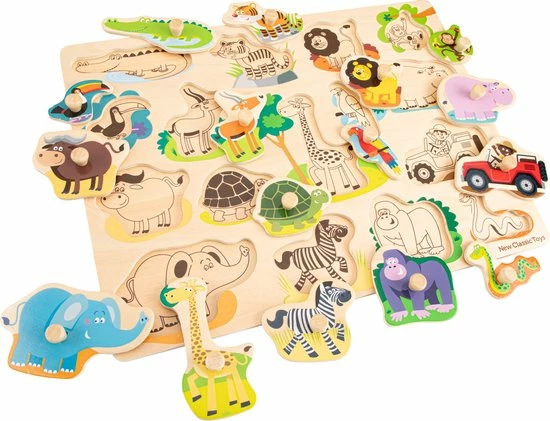 New Classic Toys Houten Legpuzzel Safari Dieren - 16 Puzzelstukjes - FSC 100%-gecertificeerd Hout 3 New Classic Toys Houten Legpuzzel Safari Dieren - 16 Puzzelstukjes - FSC 100%-gecertificeerd Hout