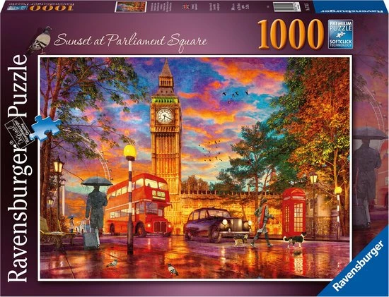 Ravensburger Puzzel 1000 Stukjes Zonsondergang Op Parliament Square, Londen 3 Ravensburger Puzzel 1000 Stukjes Zonsondergang Op Parliament Square, Londen