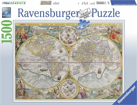 Ravensburger Puzzel Wereldkaart 1594 - Legpuzzel - 1500 Stukjes 3 Ravensburger Puzzel Wereldkaart 1594 - Legpuzzel - 1500 Stukjes