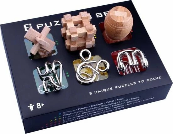Merkloos IQ Puzzel 3D - Metaal En Hout - 6 Verschillende Breinbrekers 5 Merkloos IQ Puzzel 3D - Metaal En Hout - 6 Verschillende Breinbrekers - Afbeelding 3
