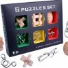 Merkloos IQ Puzzel 3D - Metaal En Hout - 6 Verschillende Breinbrekers