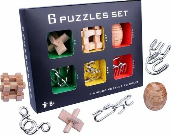 Merkloos IQ Puzzel 3D - Metaal En Hout - 6 Verschillende Breinbrekers 3 Merkloos IQ Puzzel 3D - Metaal En Hout - 6 Verschillende Breinbrekers