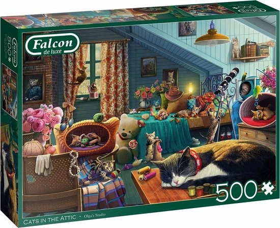 Falcon Puzzel Cats In The Attic - Legpuzzel - 500 Stukjes 3 Falcon Puzzel Cats In The Attic - Legpuzzel - 500 Stukjes