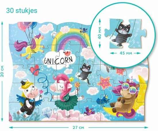 DODO Toys - Unicorn Puzzel 3+ - 30 Stukjes - 20x27 Cm - Unicorn Speelgoed 3+ - Eenhoorn Kinderpuzzel 3 Jaar 6 DODO Toys - Unicorn Puzzel 3+ - 30 Stukjes - 20x27 Cm - Unicorn Speelgoed 3+ - Eenhoorn Kinderpuzzel 3 Jaar - Afbeelding 4