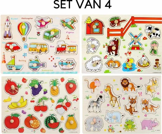 Allerion? Allerion Houten Puzzel Set - 4 Stuks Legpuzzels Vanaf 1 Jaar - STEM Speelgoed - Voertuigen - Boerderij - Dierentuin Fruit 4 Allerion? Allerion Houten Puzzel Set - 4 Stuks Legpuzzels Vanaf 1 Jaar - STEM Speelgoed - Voertuigen - Boerderij - Dierentuin Fruit - Afbeelding 2