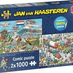 Jan Van Haasteren Verkeerschaos & Ter Land Ter Zee En In De Lucht - Legpuzzel 2x1000 Stukjes