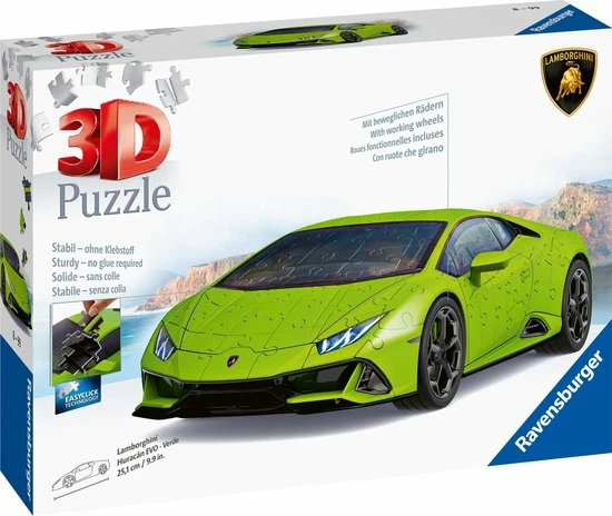 Ravensburger Lamborghini Hurac N EVO Groen - 3D Puzzel - 108 Stukjes 6 Ravensburger Lamborghini Hurac N EVO Groen - 3D Puzzel - 108 Stukjes - Afbeelding 4