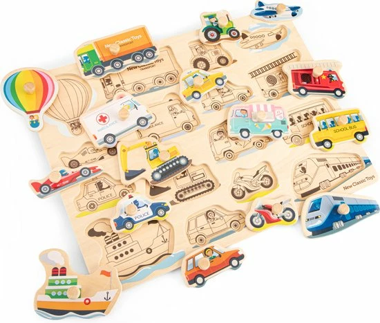 New Classic Toys Houten Legpuzzel Voertuigen - 16 Puzzelstukjes - FSC 100%-gecertificeerd Hout 9 New Classic Toys Houten Legpuzzel Voertuigen - 16 Puzzelstukjes - FSC 100%-gecertificeerd Hout - Afbeelding 7