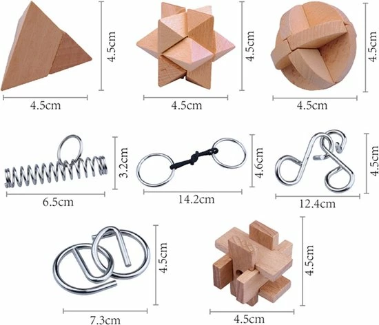 ICollection IQ Puzzel 3D - Metaal En Hout - 8 Verschillende Breinbrekers 8 ICollection IQ Puzzel 3D - Metaal En Hout - 8 Verschillende Breinbrekers - Afbeelding 6