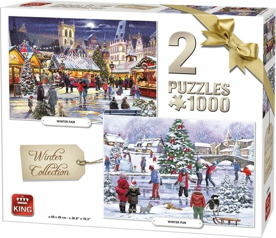 King Legpuzzels Wintercollectie 1000 Stukjes 2-delig 3 King Legpuzzels Wintercollectie 1000 Stukjes 2-delig