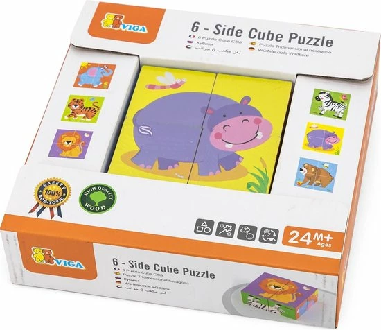 Vigatoys Viga Toys - Vormenpuzzel Blokken Safari 6 Vigatoys Viga Toys - Vormenpuzzel Blokken Safari - Afbeelding 4
