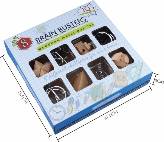 ICollection IQ Puzzel 3D - Metaal En Hout - 8 Verschillende Breinbrekers 7 ICollection IQ Puzzel 3D - Metaal En Hout - 8 Verschillende Breinbrekers - Afbeelding 5