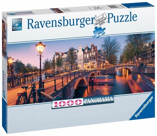 Ravensburger Panorama Puzzel Avond In Amsterdam - Legpuzzel - 1000 Stukjes 6 Ravensburger Panorama Puzzel Avond In Amsterdam - Legpuzzel - 1000 Stukjes - Afbeelding 4
