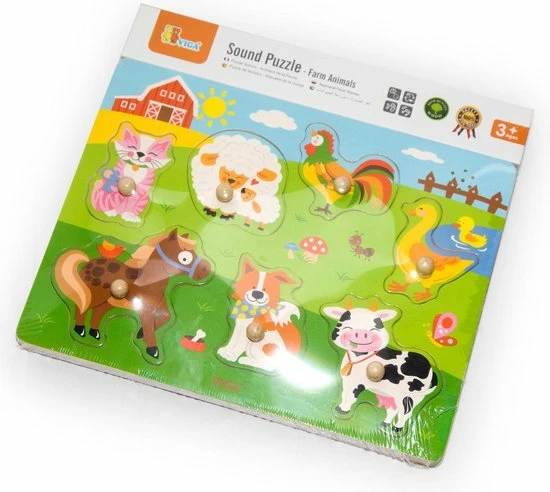 Vigatoys Viga Toys Houten Geluidspuzzel - Boerderijdieren 6 Vigatoys Viga Toys Houten Geluidspuzzel - Boerderijdieren - Afbeelding 4