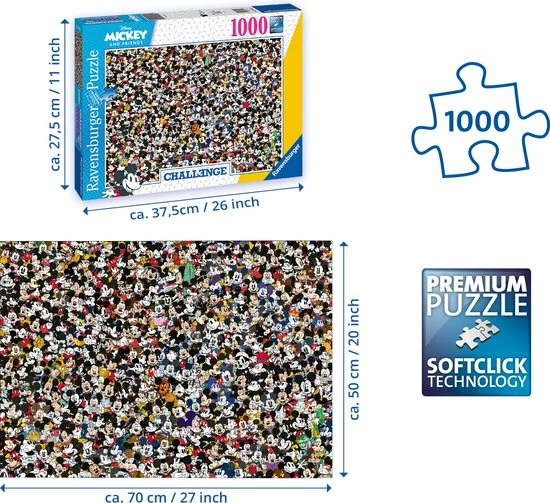 Ravensburger Puzzel Challenge Mickey - Legpuzzel - 1000 Stukjes 7 Ravensburger Puzzel Challenge Mickey - Legpuzzel - 1000 Stukjes - Afbeelding 5