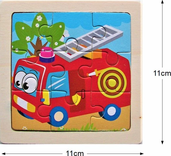 LS Goods Houten Puzzel - Brandweer Auto - 9 Delig - 11x11 Cm - Montessori 4 LS Goods Houten Puzzel - Brandweer Auto - 9 Delig - 11x11 Cm - Montessori - Afbeelding 2