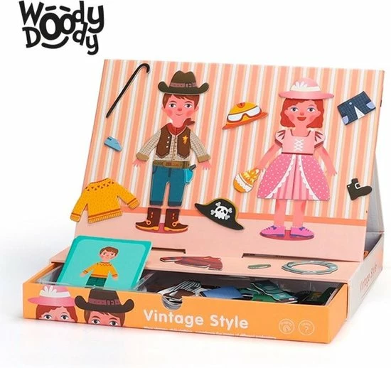 Magneet Boek Zelfkleden Mode Knutsel Pakket Meisjes En Jongens Met Vintage Kleding - Magnetibook Verkleden - Creatief Knutselen Kinderen - WoodyDoody 6 Magneet Boek Zelfkleden Mode Knutsel Pakket Meisjes En Jongens Met Vintage Kleding - Magnetibook Verkleden - Creatief Knutselen Kinderen - WoodyDoody - Afbeelding 4