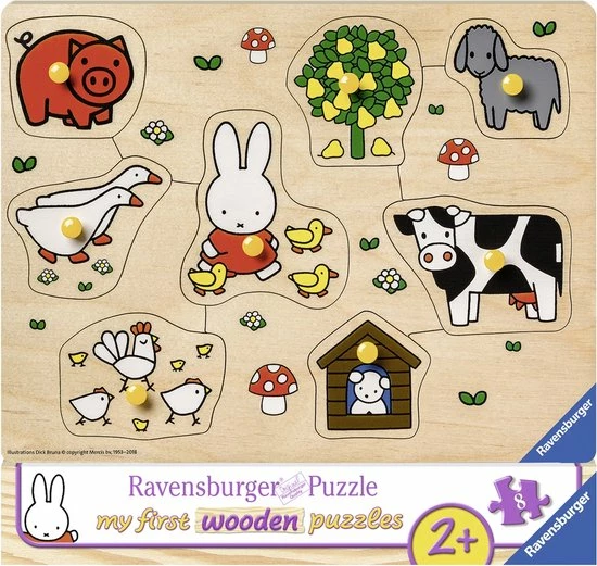 Ravensburger Houten Puzzel Nijntje Op De Boerderij - 8 Stukjes 3 Ravensburger Houten Puzzel Nijntje Op De Boerderij - 8 Stukjes
